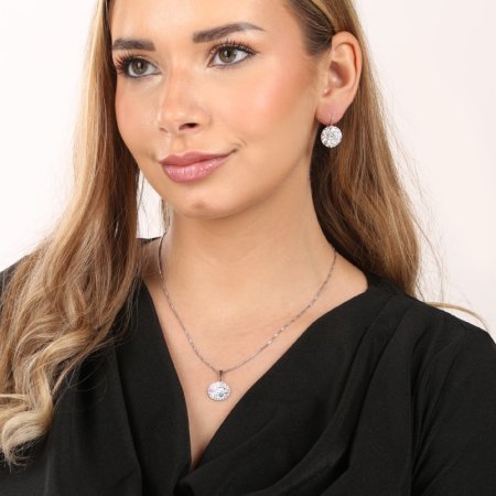 Stříbrný přívěsek s krystaly Swarovski ab efekt kulatý 34225.2 AB