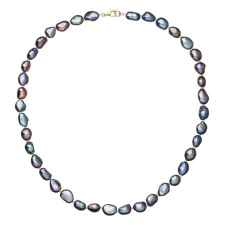 Perlový náhrdelník z říčních perel se zapínáním ze 14 karátového zlata 922027.3/9260 peacock