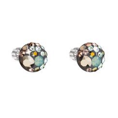 Strieborné náušnice pecka s kryštálmi Swarovski mix farieb okrúhle 31336.4 Chameleon