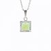 Strieborný náhrdelník so svetlo zeleným opálom a kryštálmi Swarovski Elements štvorec Chrysolite Opal