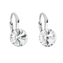 Strieborné náušnice visiace s kryštálmi Swarovski biele okrúhle 31229.1 Krystal