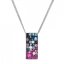 Stříbrný náhrdelník se Swarovski krystaly růžovo modrý obdélník 32074.4 Galaxy