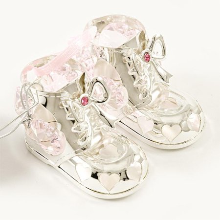 Kovová postříbřená figurka Boty dívčí s krystaly Swarovski Elements