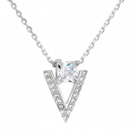 Strieborný náhrdelník so zirkónom biely trojuholník 12007.1