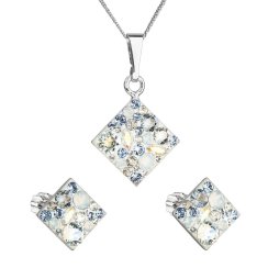 Sada šperkov s kryštálmi Swarovski náušnice a prívesok mix farieb kosoštvorec 39126.3 Light Sapphire