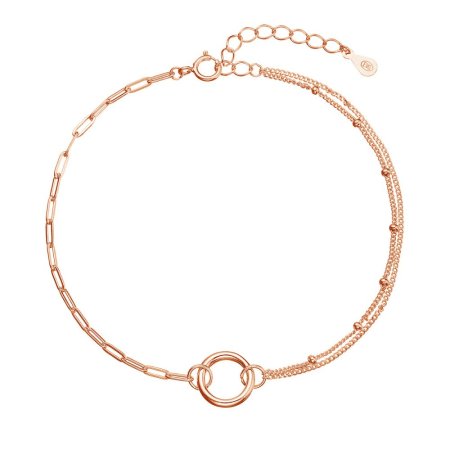 Pozlacený stříbrný ROSE náramek kroužek 63013 rose