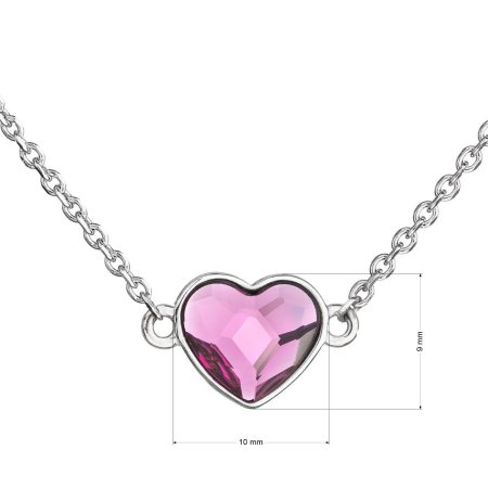 Strieborný náhrdelník s kryštálom Swarovski ružové srdce 32061.3 Fuchsia