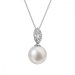Zlatý 14 karátový náhrdelník bílé zlato s bílou říční perlou a brilianty 82PB00040
