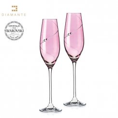 Poháre flauty na sekt ružové so Swarovski Elements 210 ml Pink