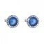 Strieborné náušnice pecka s kryštálmi Swarovski a tmavo modrou matnou perlou okrúhle 31214.3 Dark Blue