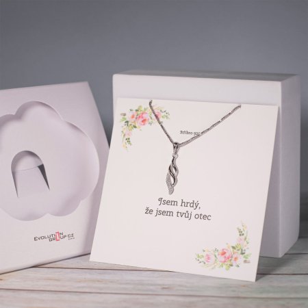 Stříbrný přívěsek se zirkony bílá vlnka 14046.1 crystal