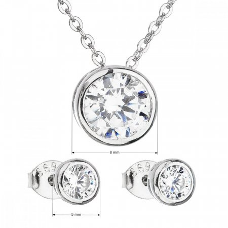 Sada šperkov so zirkónom v bielej farbe náušnice a náhrdelník 19006.1
