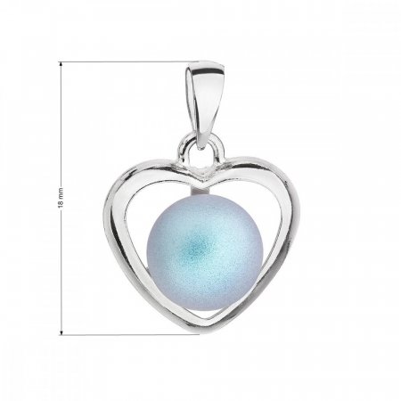 Stříbrný přívěsek se světle modrou matnou perlou srdce 34246.3 Light Blue