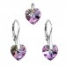 Sada šperků s krystaly Swarovski náušnice a přívěsek fialová srdce 39003.5 Vitrail Light