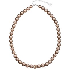 Perlový náhrdelník hnědý s Preciosa krystaly 32011.3 Bronze