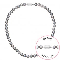 Perlový náhrdelník z říčních perel se zapínáním z bílého 14 karátového zlata 822028.3/9267B grey