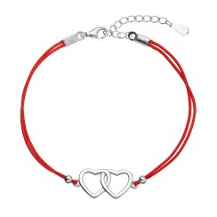 Kabbalah náramok so striebornými srdiečkami 13050.3 red