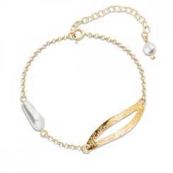 Stříbrný pozlacený náramek bílý perlový Lulu BDG5844W White Pearl