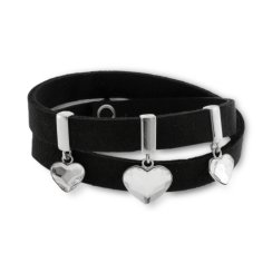 Náramok so Swarovski Elements kryštálmi čierny Heart B2808CZC Kryštál
