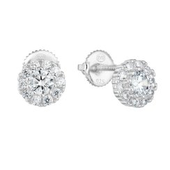 Stříbrné náušnice pecka se zirkonem bílé kulaté 11295.1