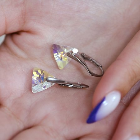 Súprava šperkov s kryštálmi Swarovski náušnice a prívesok ab efekt trojuholník 39174.2 AB