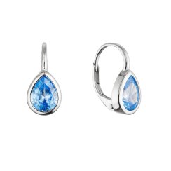 Stříbrné visací náušnice kapky modré 11651.3