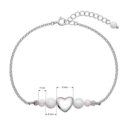 Strieborný náramok opálový s perleťovým srdiečkom 13086.1