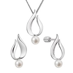 Perlová souprava plamínek s říční perlou bilá 29051.1B