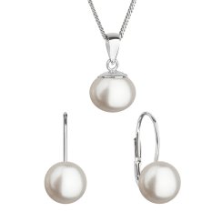 Perlová súprava s bielou riečnou perlou 29081.1