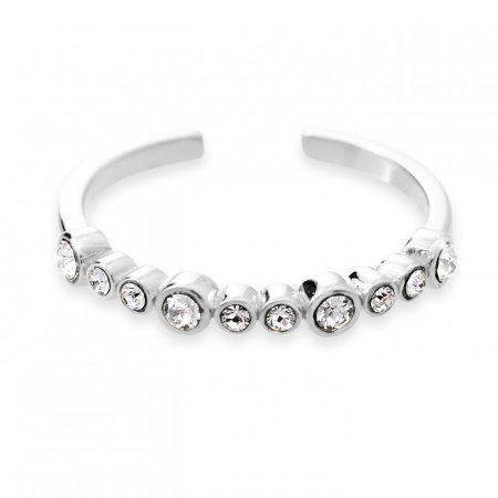 Strieborný prsteň biely so Swarovski Elements okrúhlymi krištáľmi Krystal