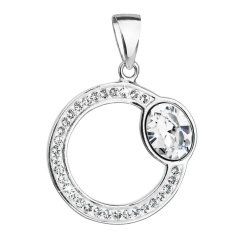 Stříbrný přívěsek s krystaly Swarovski bílý kruh 34215.1 Krystal