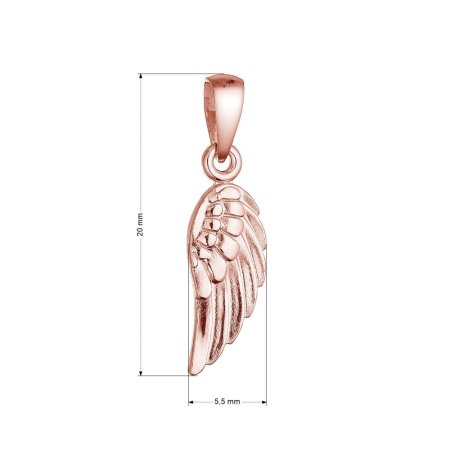 Pozlacený stříbrný přívěsek andělské křídlo 64088 rose gold