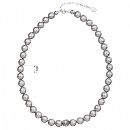 Náhrdelník šedá perla s křišťály Preciosa 32011.3 Light Grey