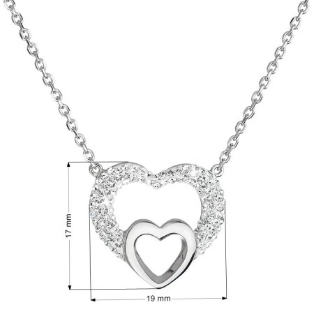 Strieborný náhrdelník s kryštálmi Swarovski biele srdce 32032.1 Krystal