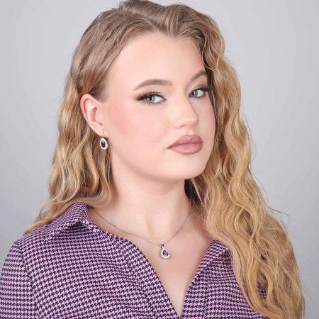 Stříbrný přívěsek s krystaly Swarovski fialová slza 34252.3 Amethyst
