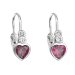Stříbrné dětské náušnice visací se zirkonem růžové srdce 11178.3 Fuchsia