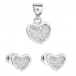 Sada šperkov so zirkónom náušnice a prívesok biele srdce 19011.1