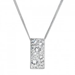 Stříbrný náhrdelník se Swarovski krystaly bílý obdélník 32074.1 Krystal