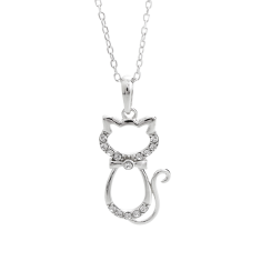 Náhrdelník čirý se Swarovski Elements Kočka Krystal