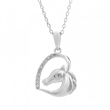 Strieborný náhrdelník kôň v srdci so Swarovski Elements Krystal