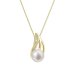 Zlatý 14 karátový náhrdelník s bílou říční perlou a brilianty 92PB00051