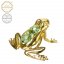 Kovová pozlacená figurka Žába se zelenými krystaly Swarovski Elements