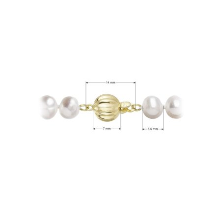 Perlový náhrdelník z riečnych perál so zapínaním zo 14 karátového zlata 922001.1/9272A biely