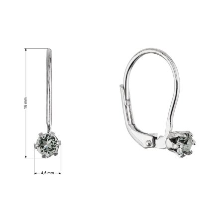 Strieborné visiace náušnice s Preciosa kryštálom 31322.3 black diamond