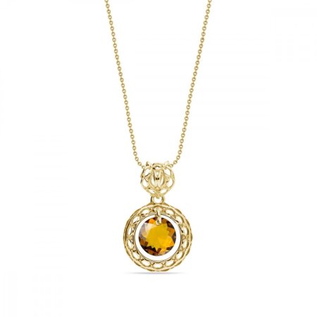 Náhrdelník hnědý se Swarovski Elements Circle Ajour Gold NAG64308T Topaz