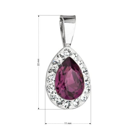 Stříbrný přívěsek s krystaly Swarovski fialová slza 34252.3 Amethyst