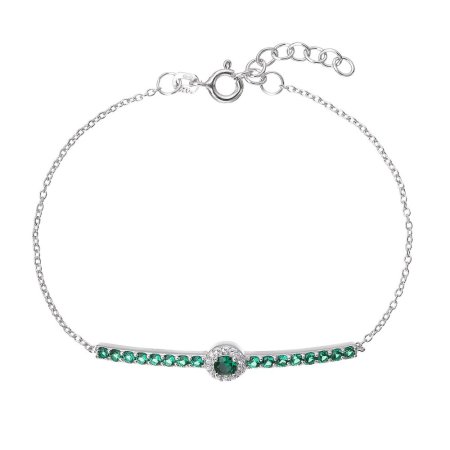 Stříbrný náramek se zelenými zirkony 13116.3 emerald