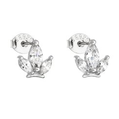 Strieborné náušnice pecka so zirkónom v bielej farbe 11110.1
