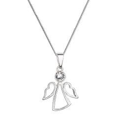 Strieborný náhrdelník anjel so Swarovski kryštálom biely 32082.1 crystal