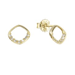 Pozlacené stříbrné náušnice pecky kosočtverec se zirkony 11424.1 Au plating